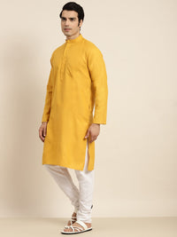 Anug by SOJANYA Men Mustard Yellow Mandarin Collar Kurta