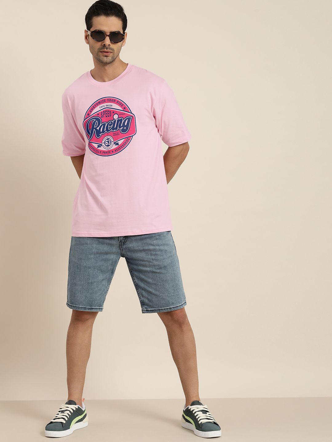 DILLINGER Men Pink Typography Printed Cotton T-shirt