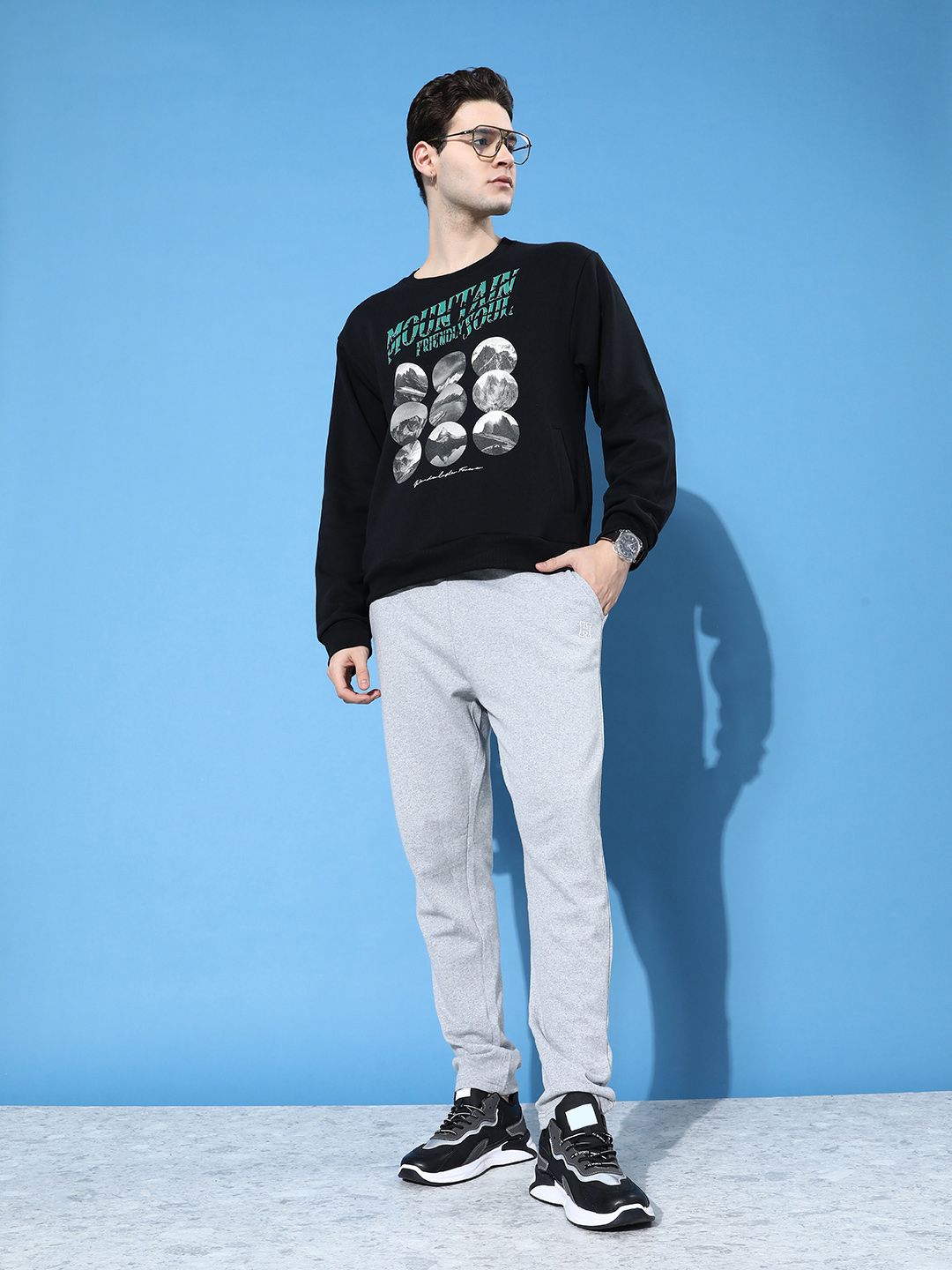 Difference of Opinion Men Printed Oversized Fleece Sweatshirt