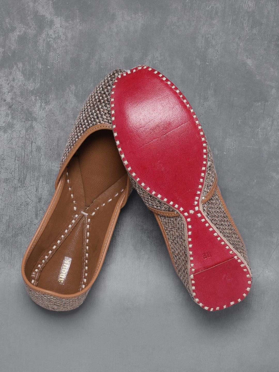 Anouk Women Brown Basketweave Mojaris