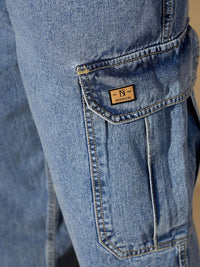 DENNISON Men Comfort Relaxed Fit High-Rise Pure Cotton Cargo Jeans