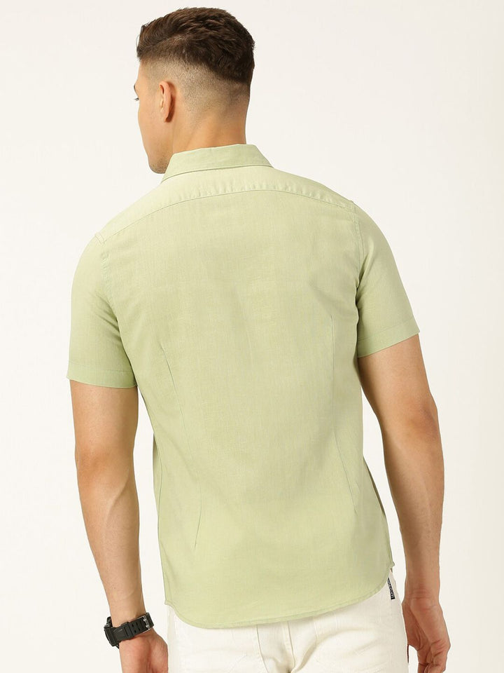 Thomas Scott Classic Cotton Linen Slim Fit Short Sleeves Casual Shirt