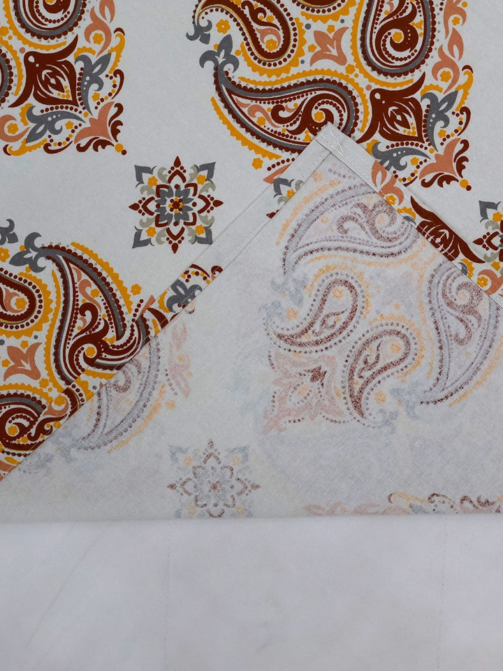 BOMBAY DYEING Cardinal Brown Ethnic 120 TC Cotton Queen Bedsheet Set-2.24 m X 2.54 m