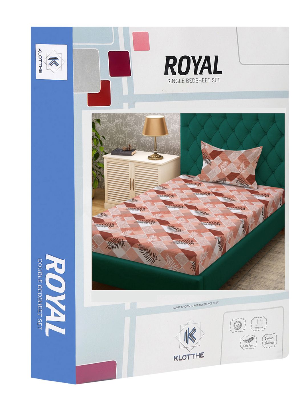 KLOTTHE Rust & White Printed Pure Cotton 400 TC Single Bedsheet With Pillow Cover