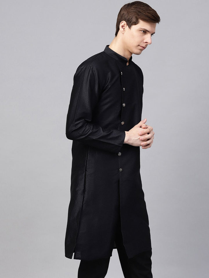 SOJANYA Lelaki Hitam Solid Kurta Lurus