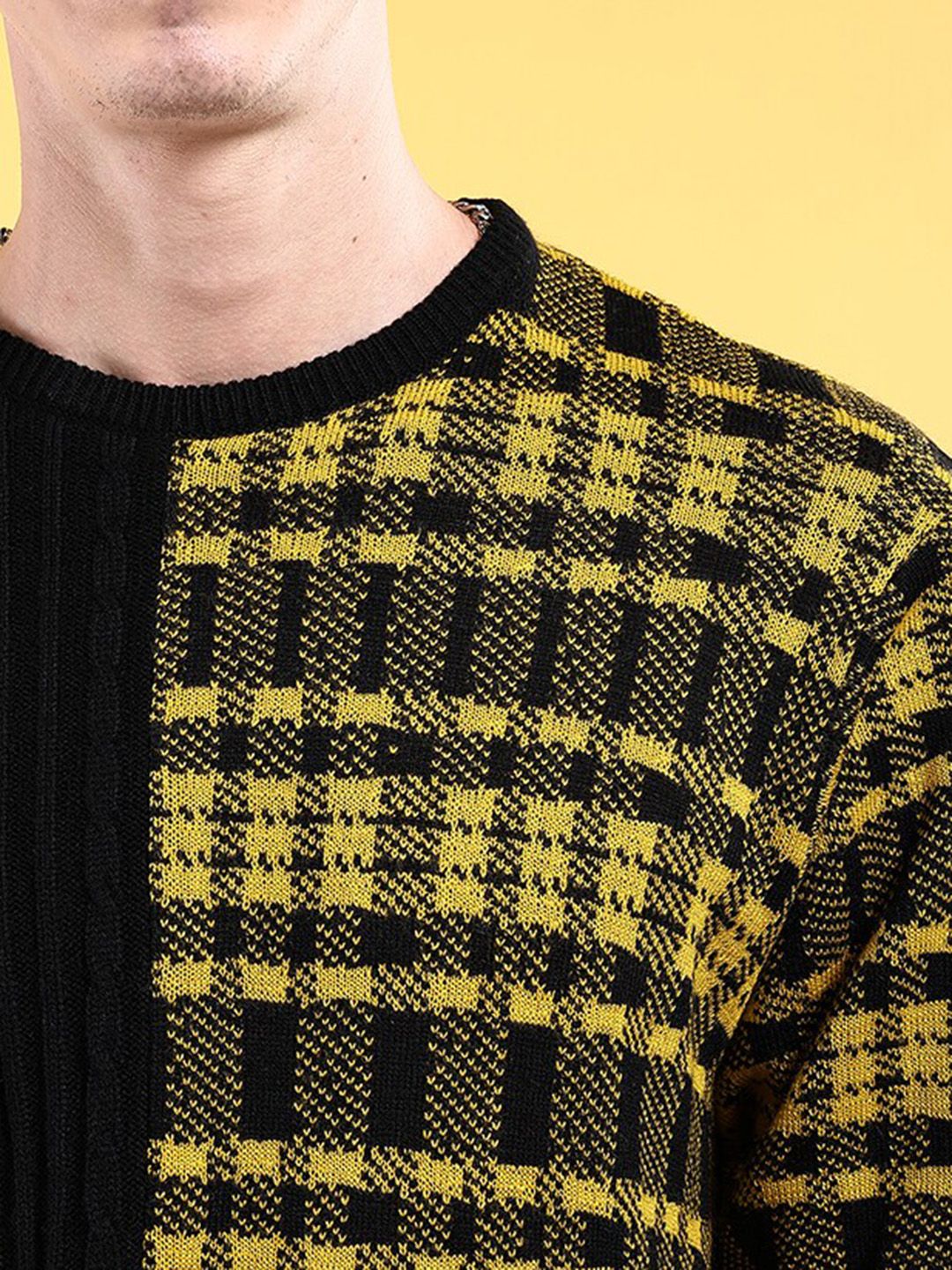 The Indian Garage Co Checked Acrylic Pullover