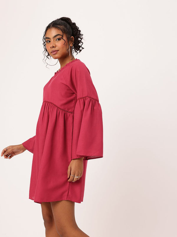DressBerry Let's Time Travel to Retro Land Flowy Dress with Gathers Detail