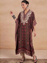 House of Chikankari Women Thread Work Crepe Kaftan Kurta