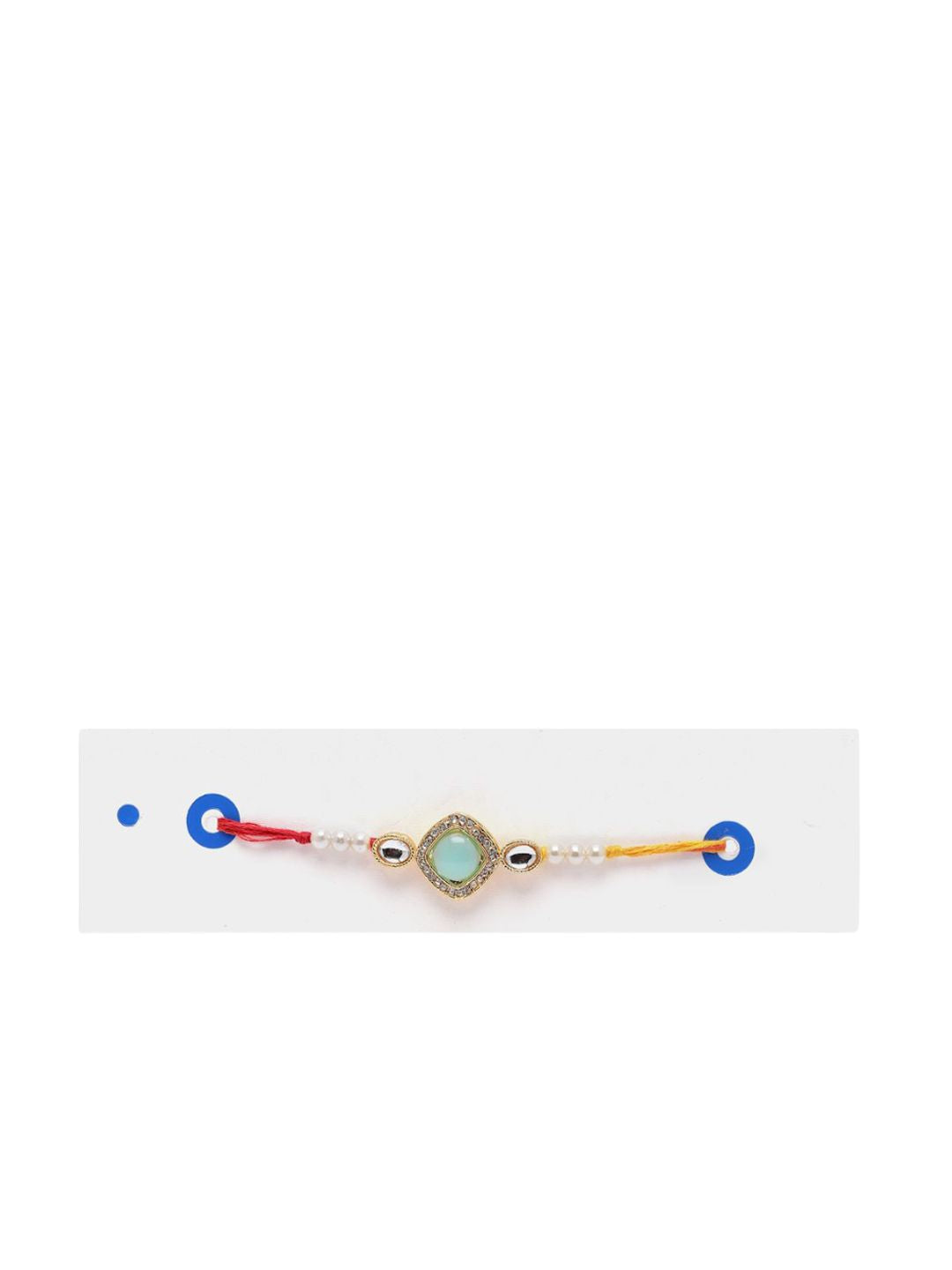 PANASH Set Of 2 Gold-Plated Stone-Studded & Beaded Rakhis With Roli Chawal