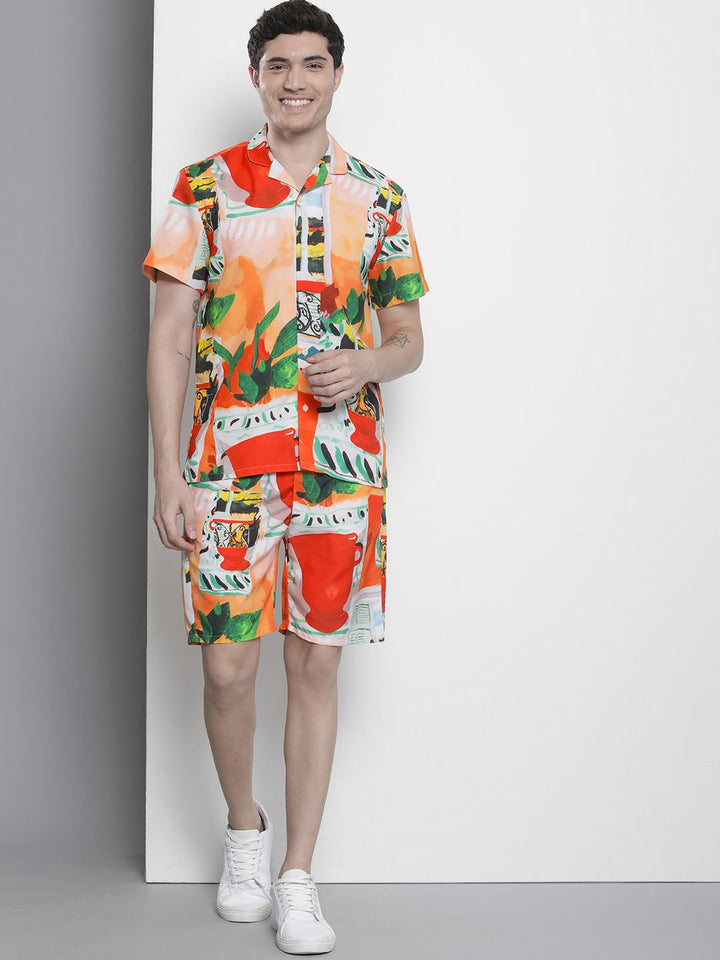 The Indian Garage Co Men Tropical Printed Short with Shirt