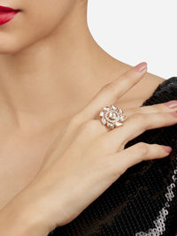 Zaveri Pearls Rose Gold-Plated CZ-Studded Adjustable Finger Ring