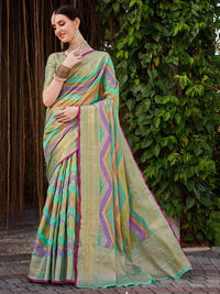 KALINI Women Silk Blend Woven Banarasi Saree With Blouse Piece