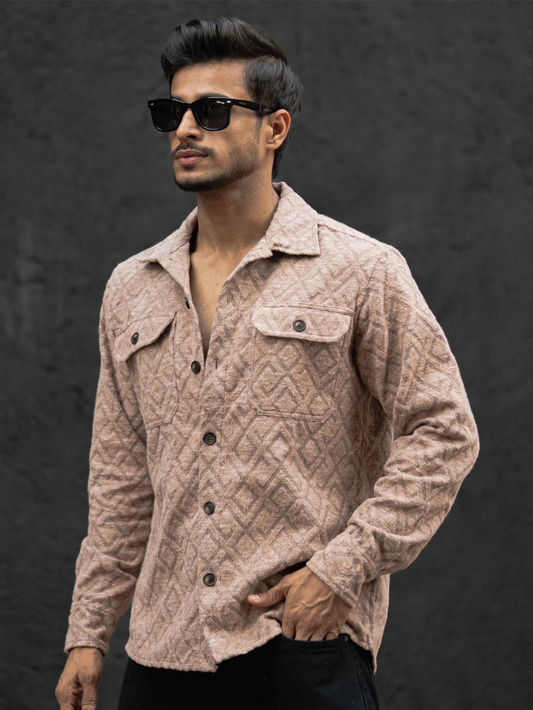 Powerlook Men Spread Collar Solid Cotton Casual Shirt