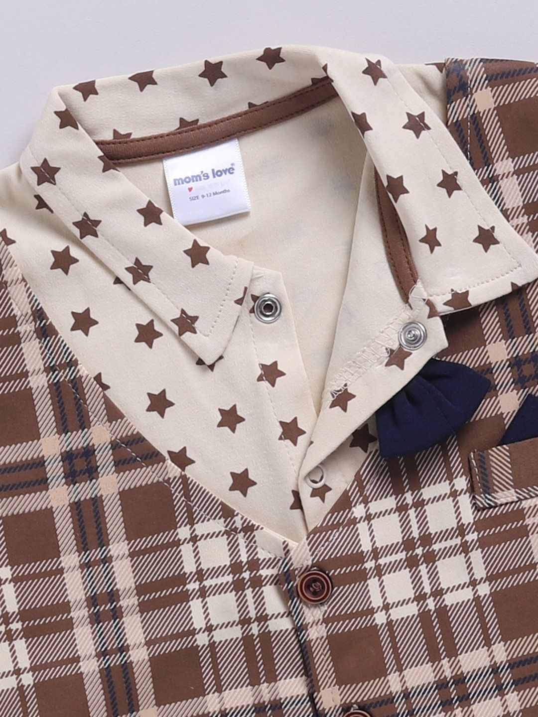 Moms Love Infant Boys Checked Pure Cotton Clothing Set