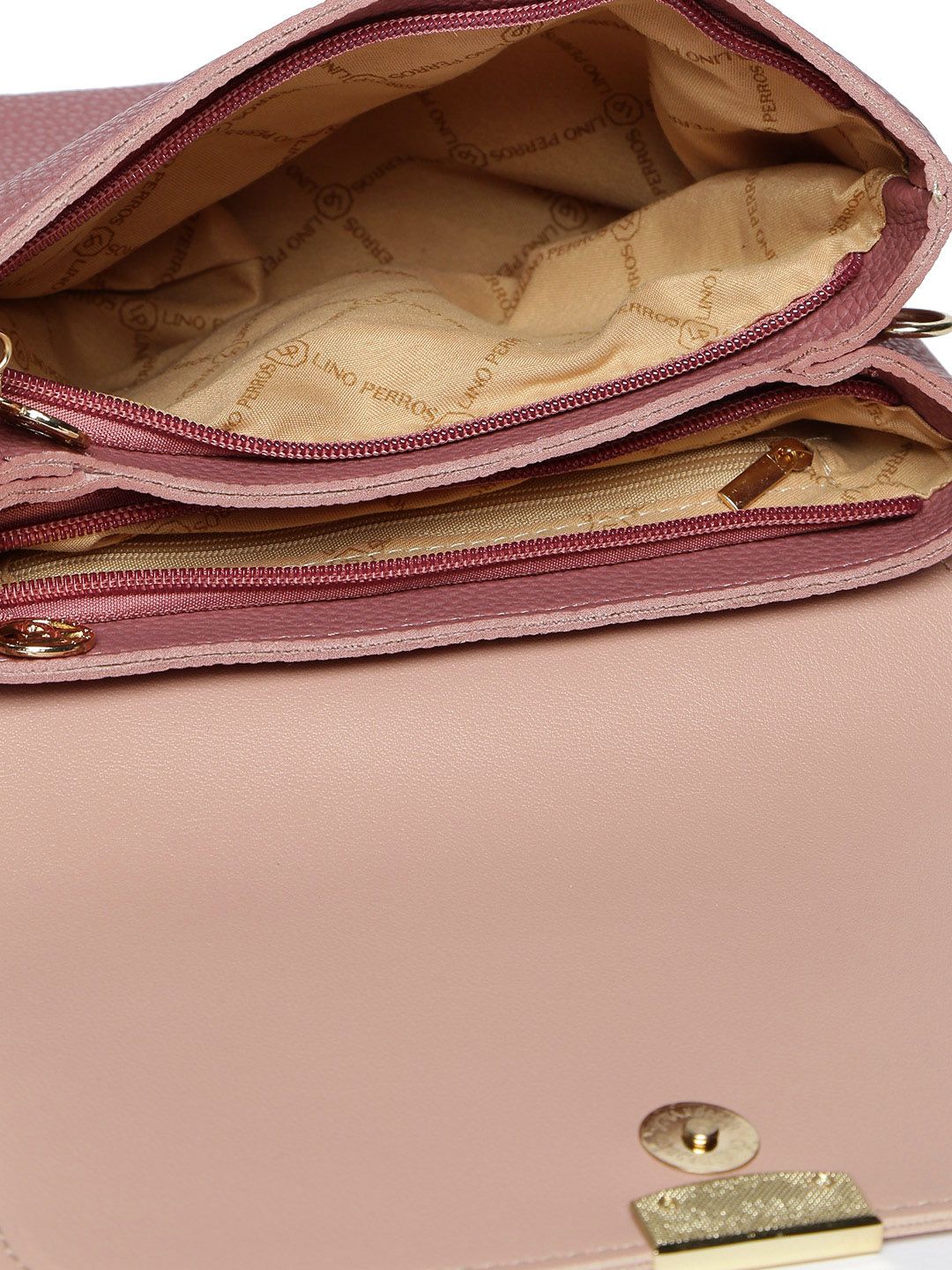 Lino Perros Mauve & Pink Colourblocked Sling Bag