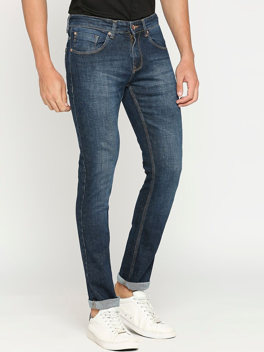 SPYKAR Men Low-Rise Heavy Fade Whiskers & Chevrons Slim Fit Jeans