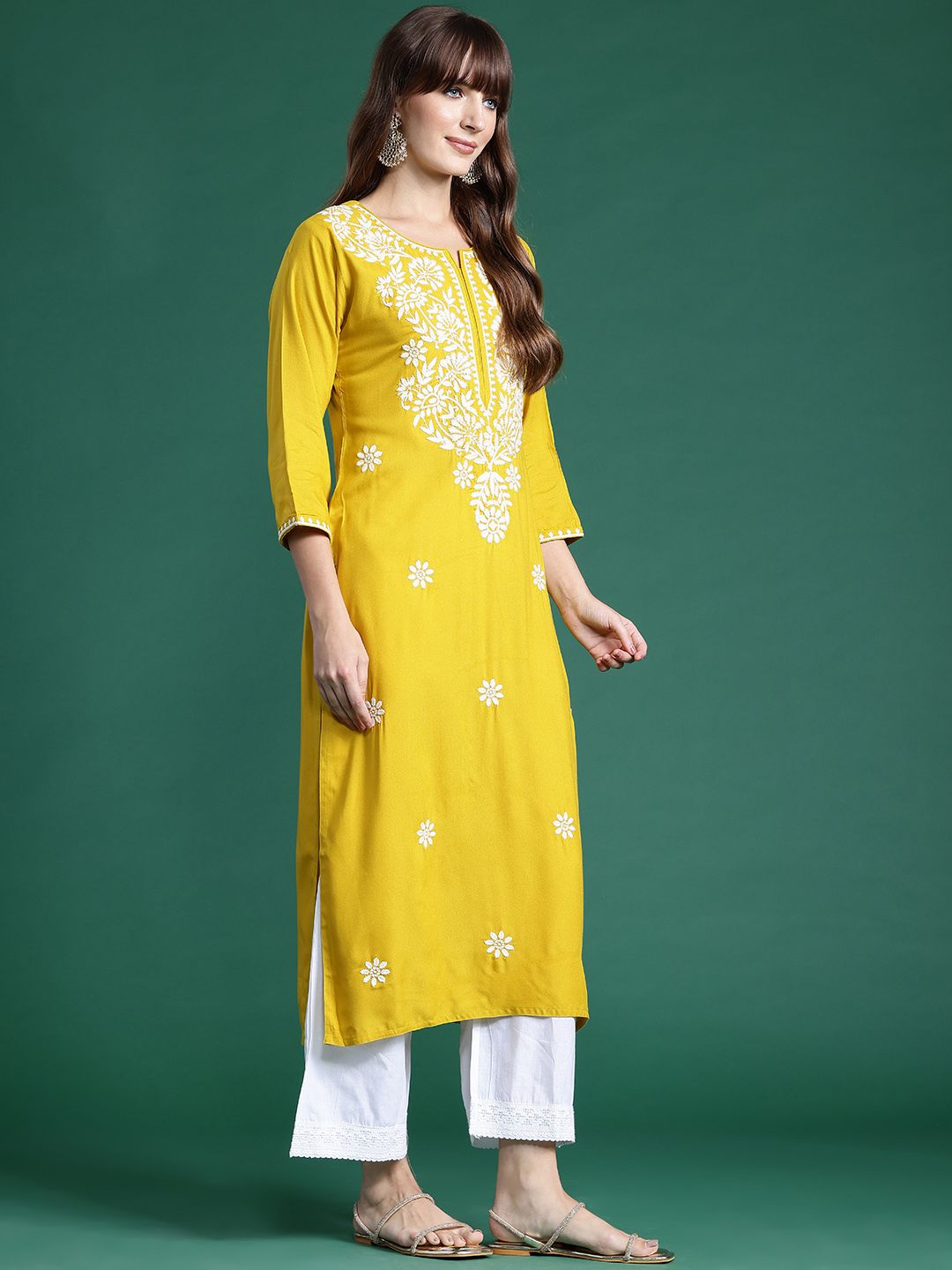 Indo Era Floral Embroidered Thread Work Kurta