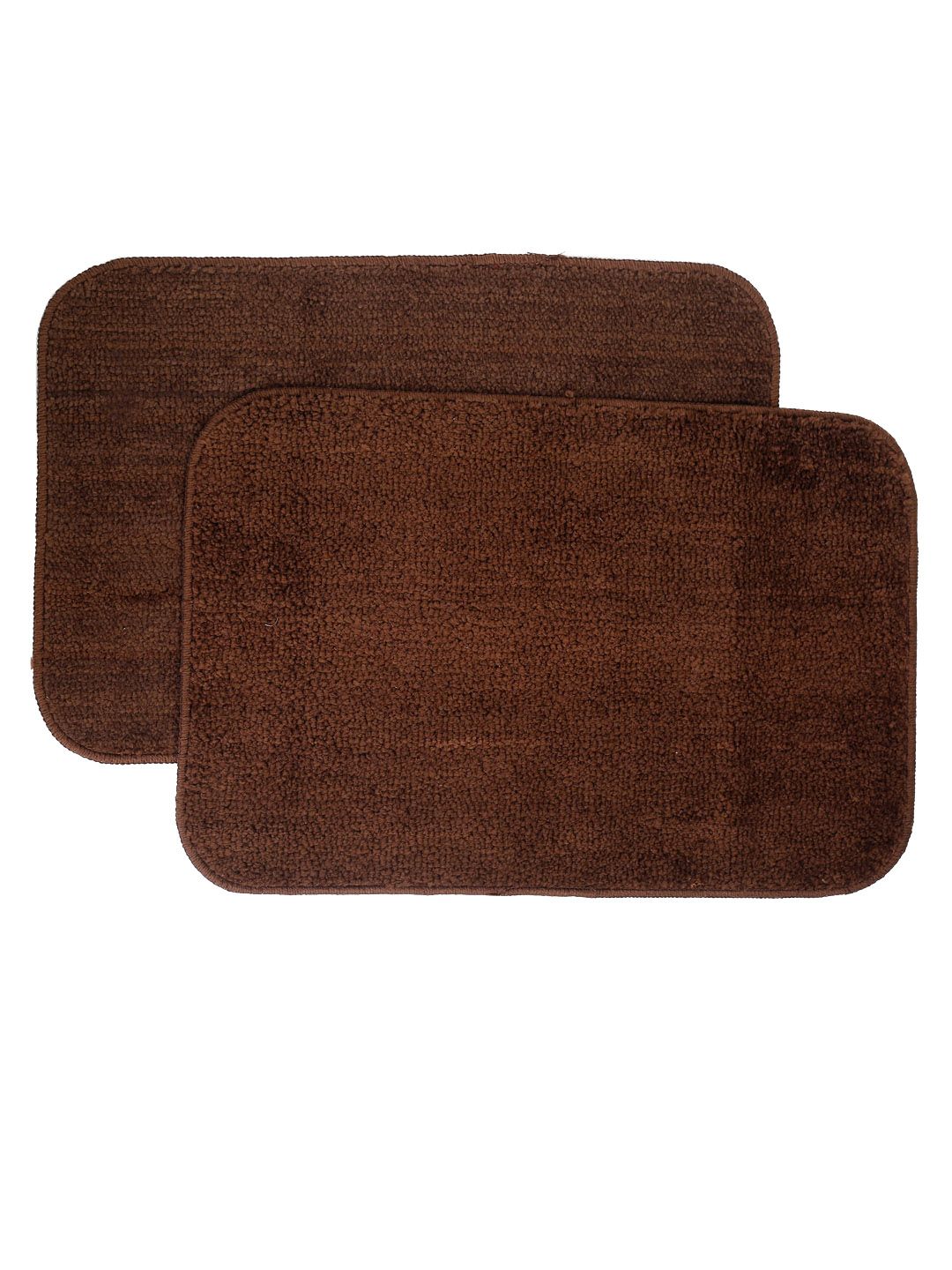 HOSTA HOMES Set Of 2 Brown Solid Anti-Skid Doormats
