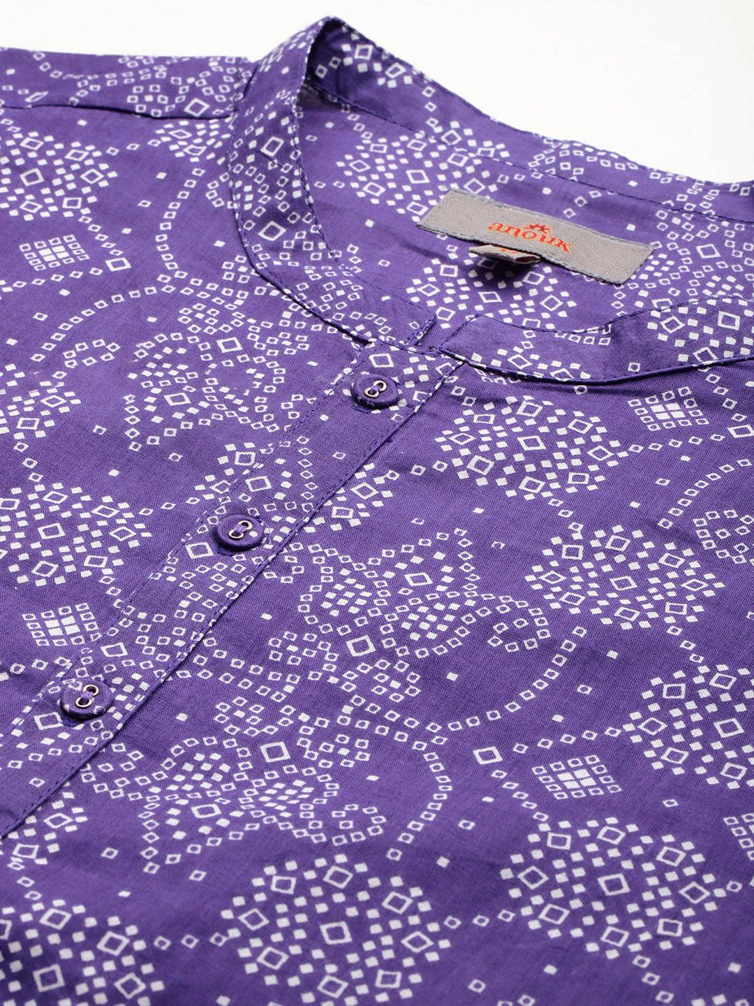 Anouk Bandhani Printed Regular Pure Cotton Kurta with Trousers