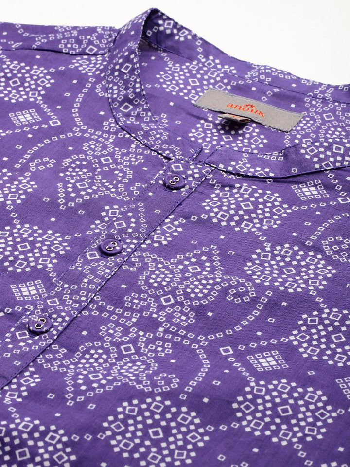 Anouk Bandhani Printed Regular Pure Cotton Kurta with Trousers