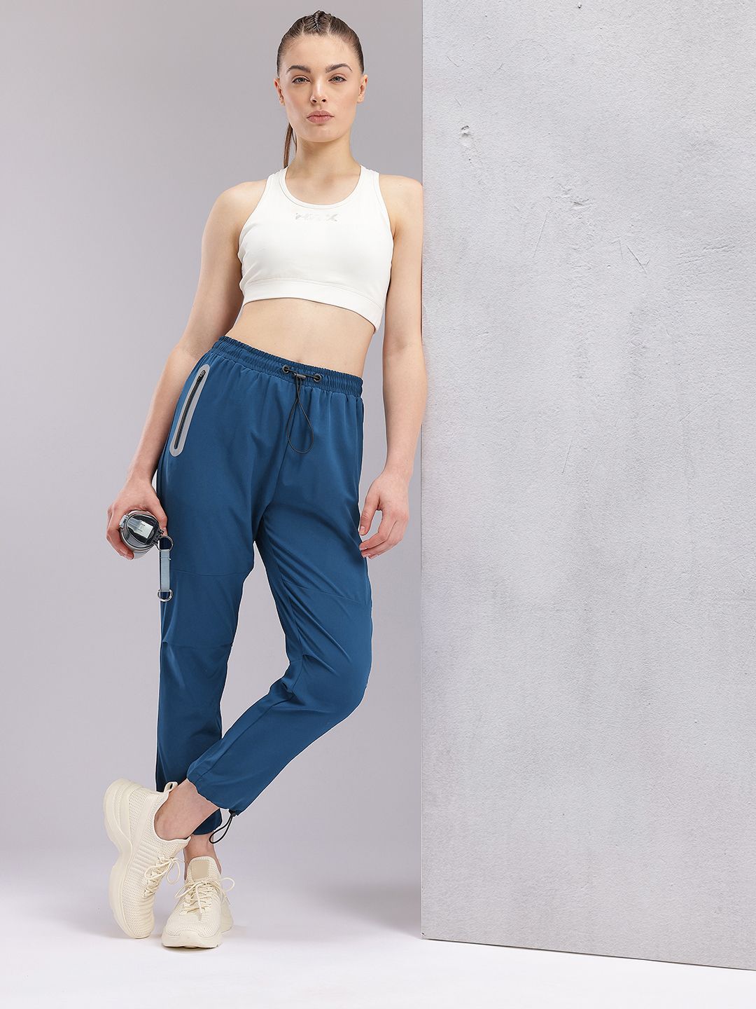 HRX by Hrithik Roshan Women Cropped Running Track Pants with Toggle Hem