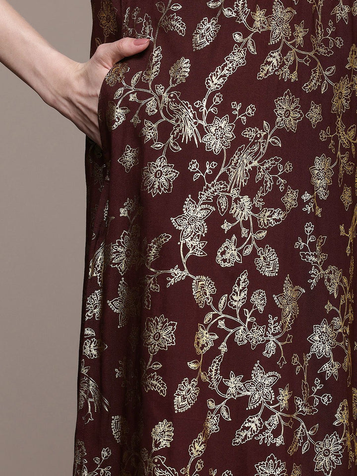 House of Pataudi Floral Printed Thread Work Detail Jashn Kurta