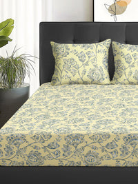 Story@home Arena Beige & Grey Printed 180 TC Queen Bedsheet & 2 Pillow Covers