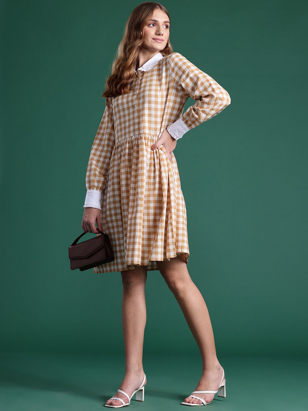 DressBerry Pure Cotton Checked Shirt Dress