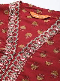 Indo Era Ethnic Motifs Embroidered Mirror Work Pure Cotton Kurta