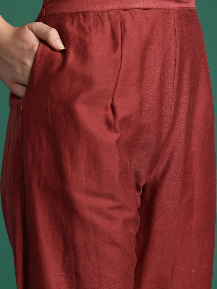 Indo Era Ethnic Motifs Embroidered Thread Work Chanderi Silk Kurta With Trousers & Dupatta