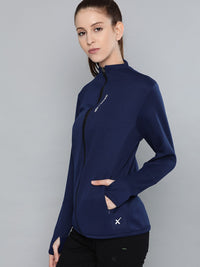 HRX by Hrithik Roshan Women Medieval Blue Solid Rapid-Dry Antimicrobial Training Jacket