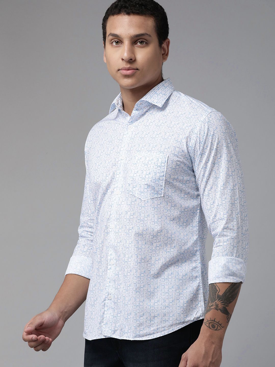 Park Avenue Slim Fit Printed Pure Cotton Formal Shirt