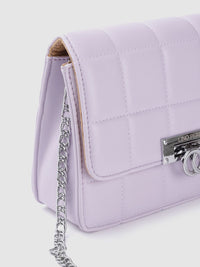 Lino Perros Women Lavender Solid Quilted Structured Sling Bag