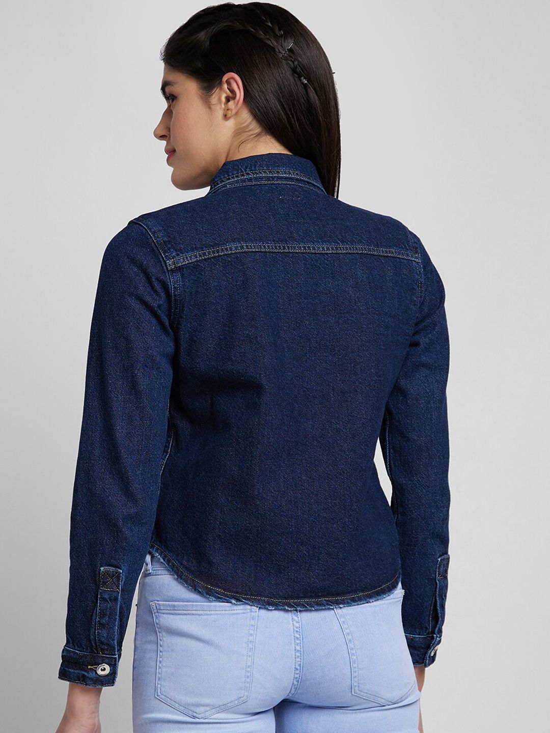 Wanita spykar membasuh jaket denim tanaman