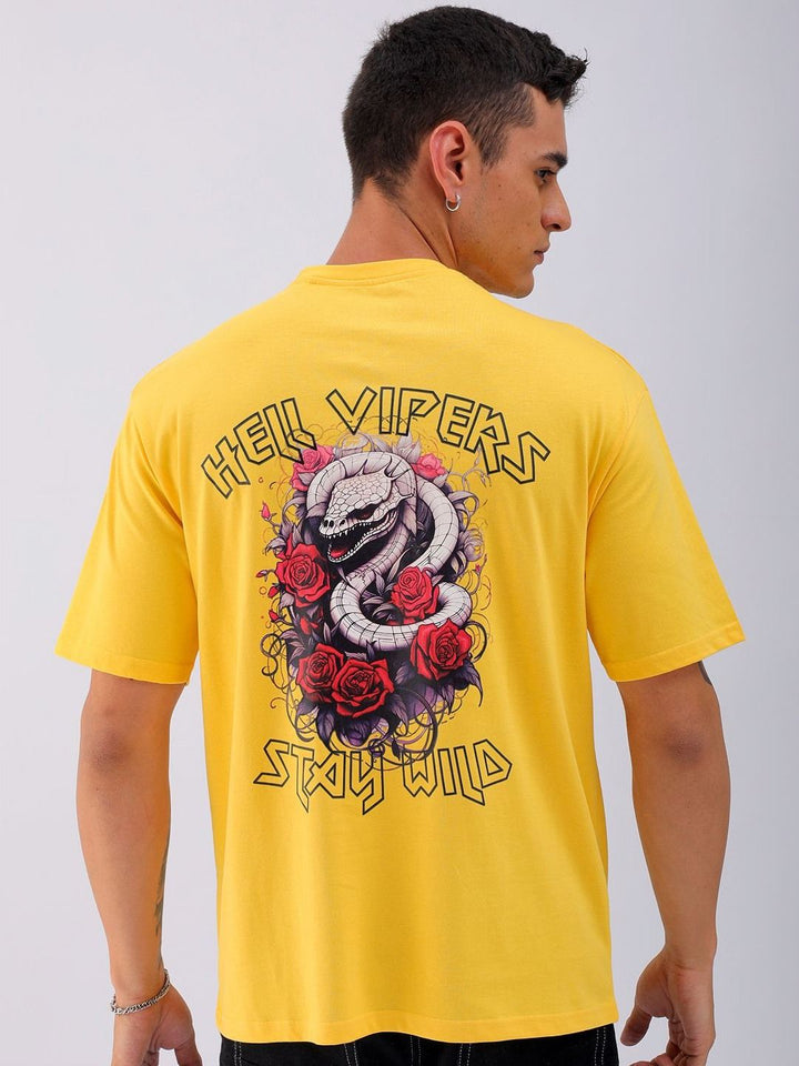 The Indian Garage Co Men Back Printed Boxy Oversized Round Neck T-shirt
