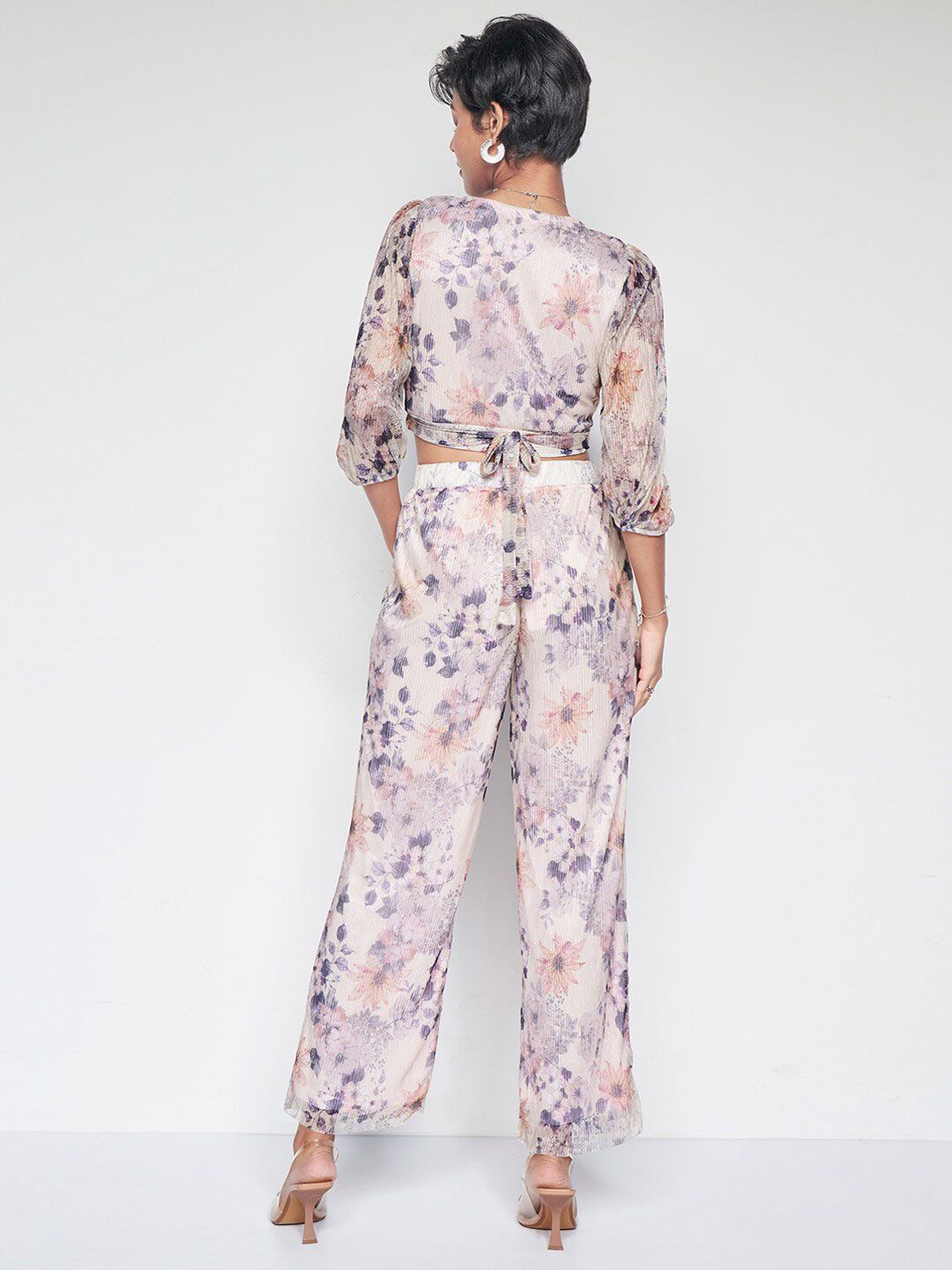 AND Floral Printed V-Neck Top with Trousers