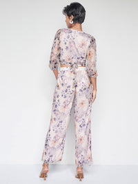 AND Floral Printed V-Neck Top with Trousers