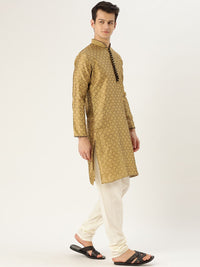 SOJANYA Men Golden Woven Design Straight Kurta