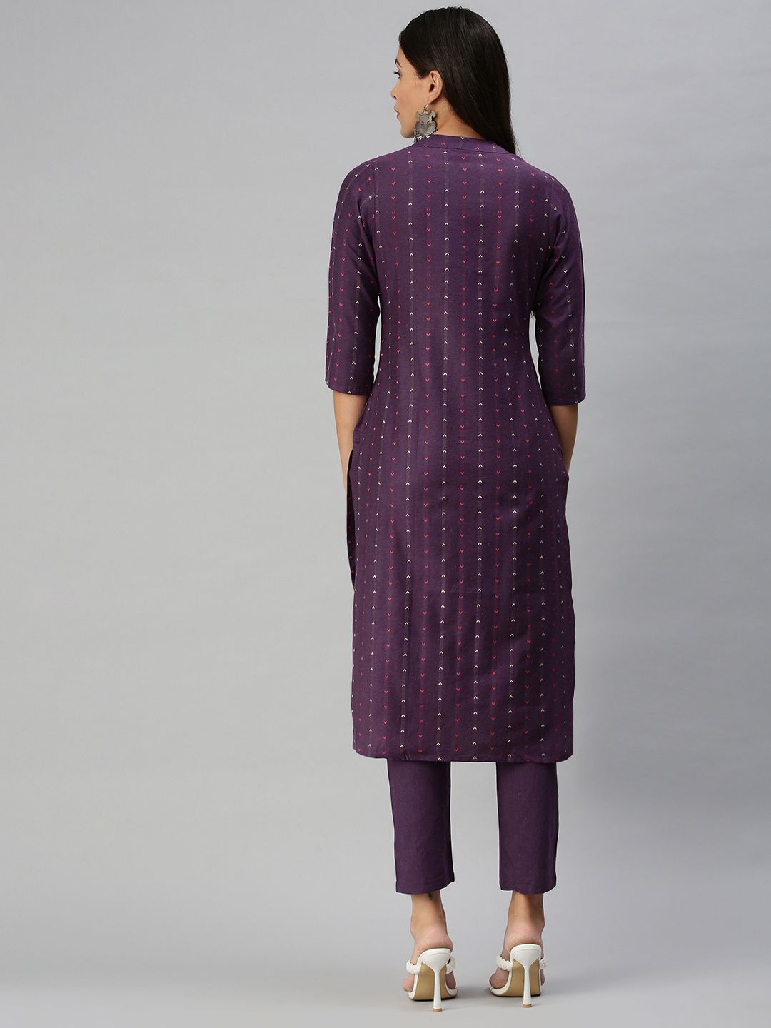 KALINI Women Violet Pure Cotton Kurta with Trousers