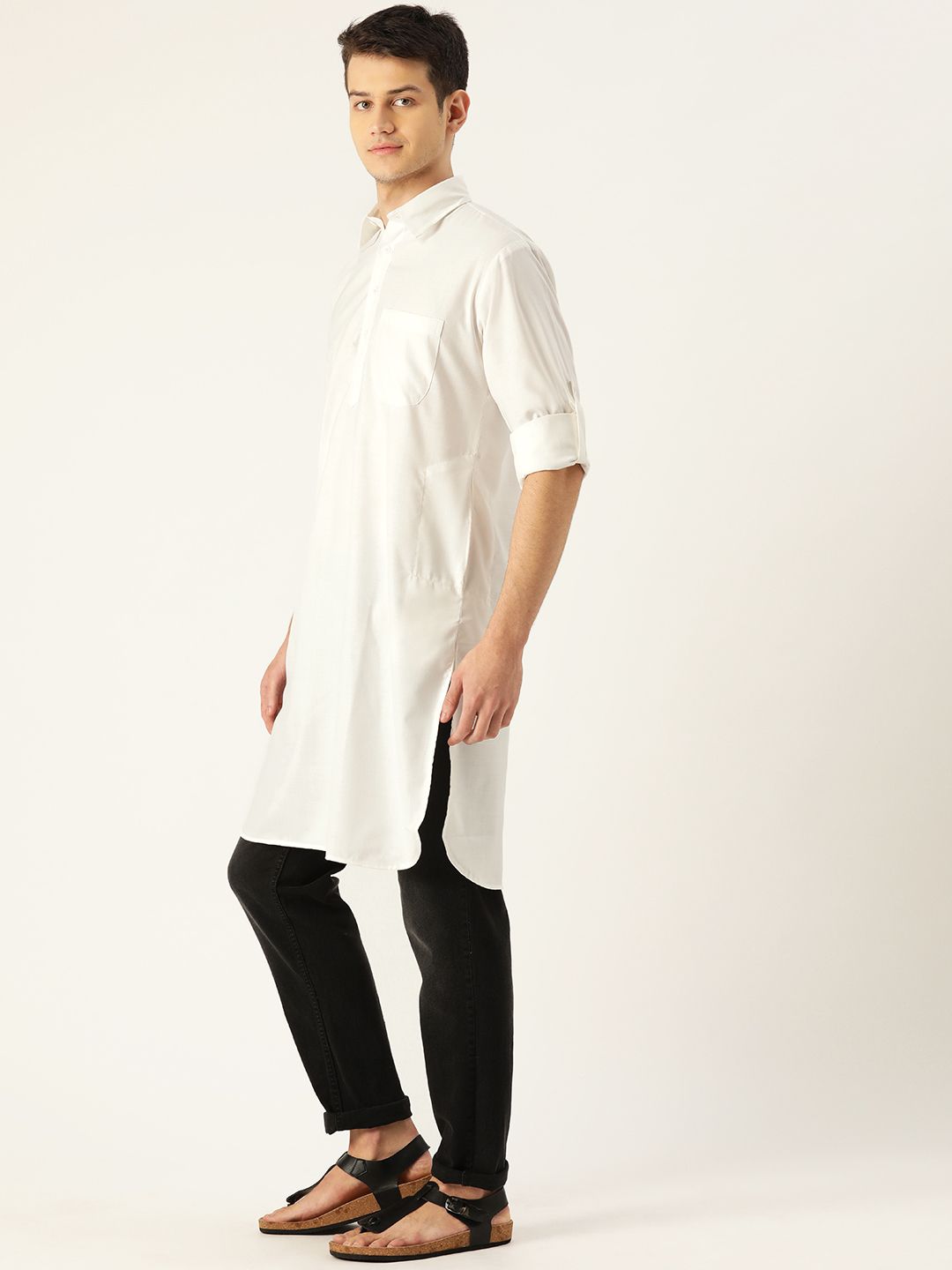 SOJANYA Lelaki Putih Solid Pathani Kurta