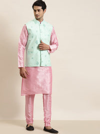 SOJANYA Mandarin Collar Regular Kurta With Pyjamas & Nehru Jacket