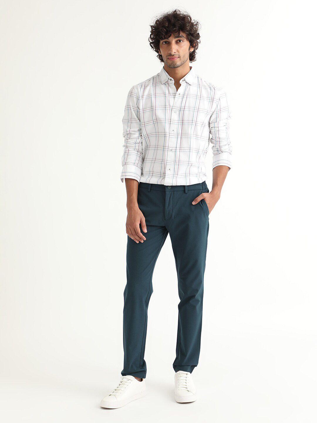 RARE RABBIT Men Lome Regular Fit Tartan Checked Cotton Shirt