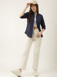 Hancock Sport Slim Fit Vertical Stripes Striped Cotton Casual Shirt