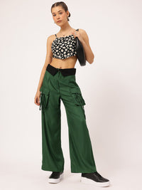 DressBerry Women Tie-Up Pockets Flared Trousers