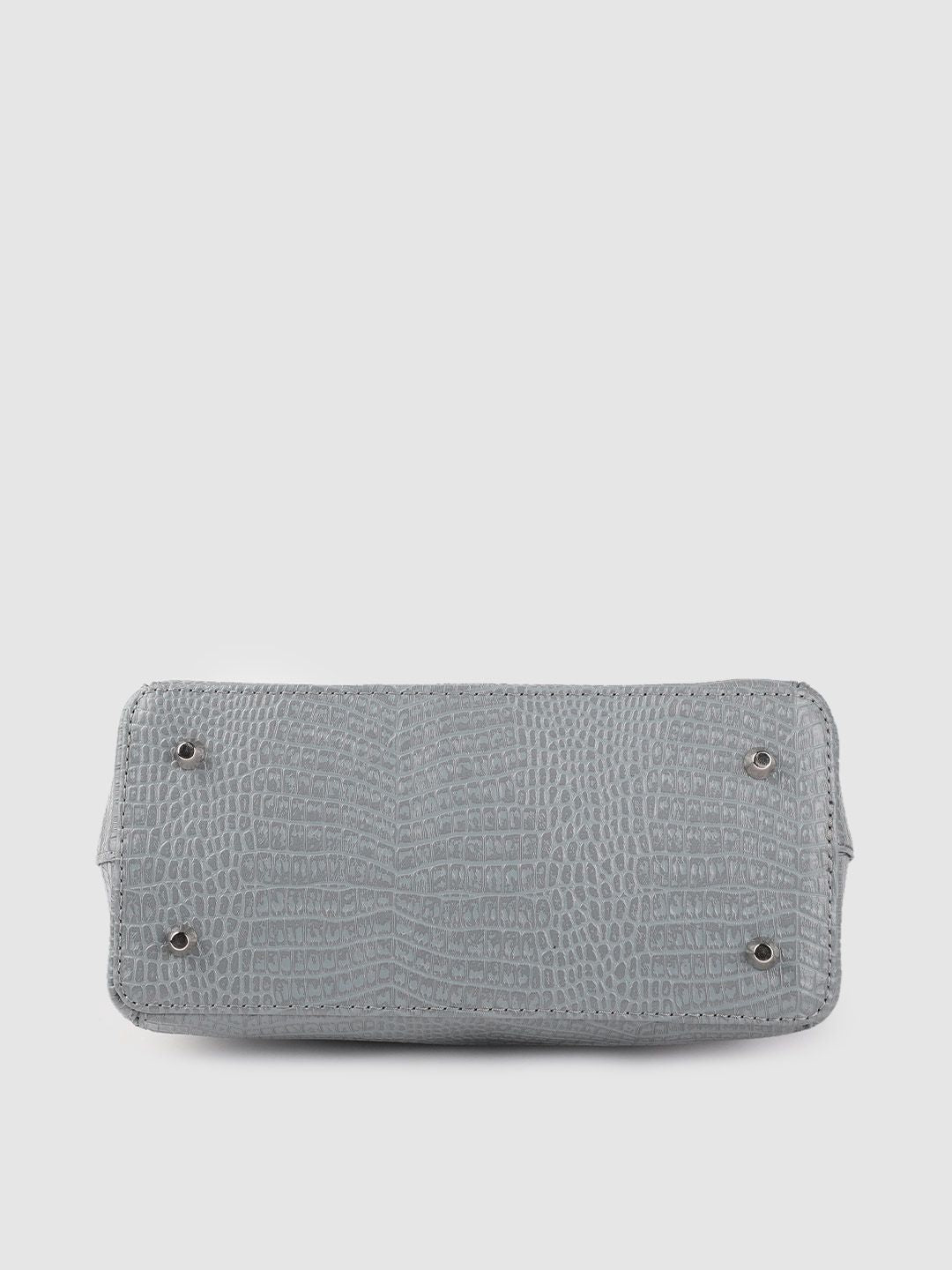 Lino Perros Grey Snakeskin Textured PU Structured Handheld Bag