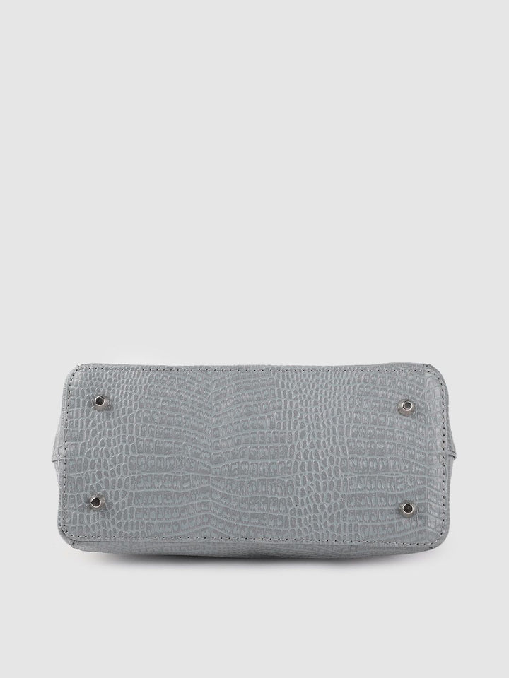 Lino Perros Grey Snakeskin Textured PU Structured Handheld Bag