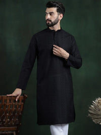 SOJANYA Ethnic Motifs Embroidered Mandarin Collar Thread Work Cotton Straight Kurta