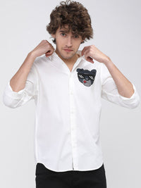 HIGHLANDER Men White Slim Fit Casual Shirt