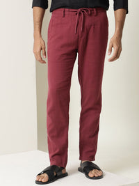 RARE RABBIT Men Pastor Drawstring Regular Fit Mid Rise Cotton Trouser