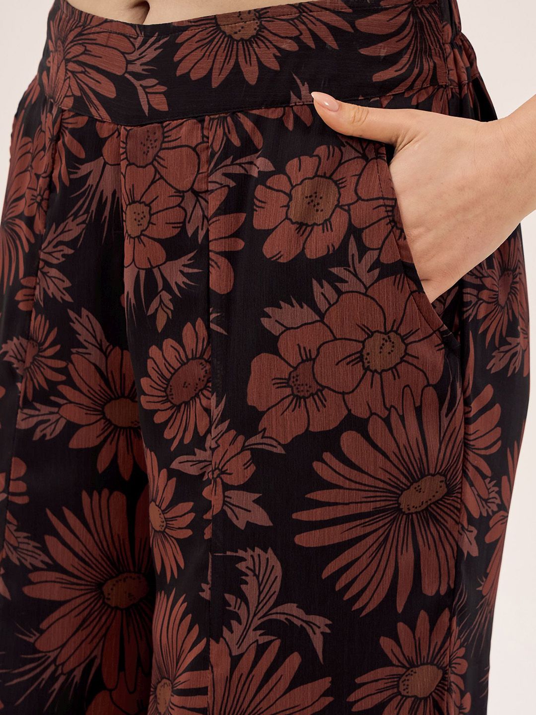 Antheaa Black Embroidered Top With Palazzo